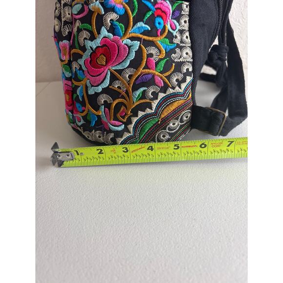 Bohemian Embroidered Birds and Flowers Cotton Canvas Lightweight Backpack - Picture 9 of 9